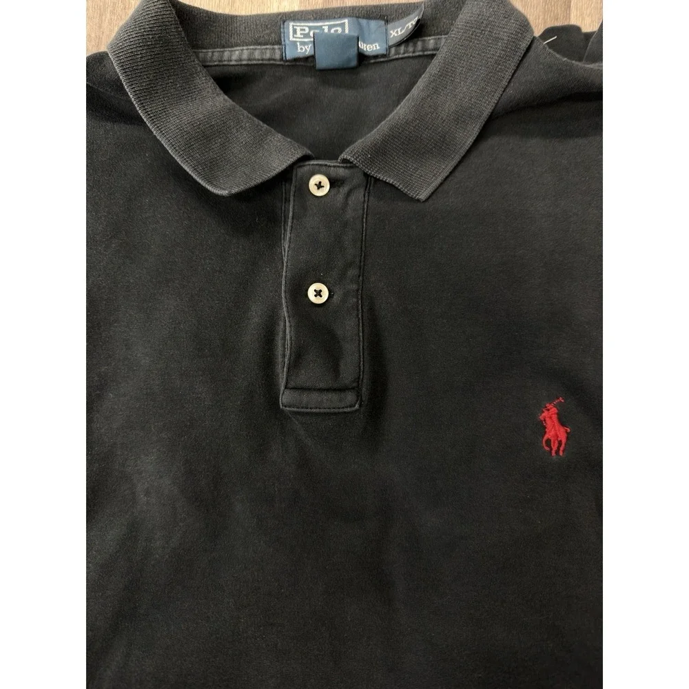 Polo Ralph Lauren Black‎ Short Sleeve Polo Shirt Men's XL Red Pony Classic